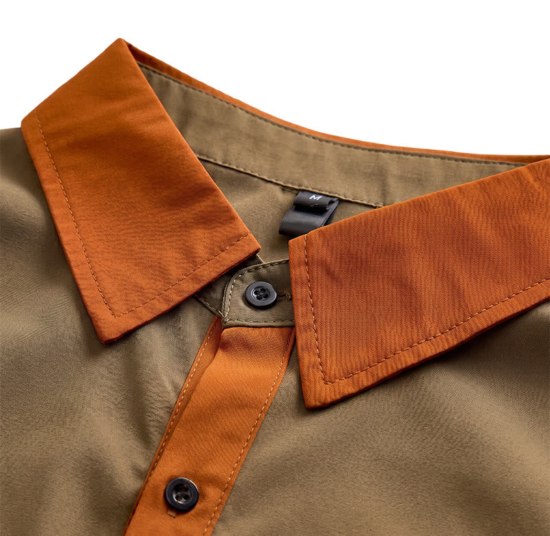 Herren-Sommerhemd im Bodybuilder-Stil mit kontrastierendem orangefarbenem Besatz - image 6