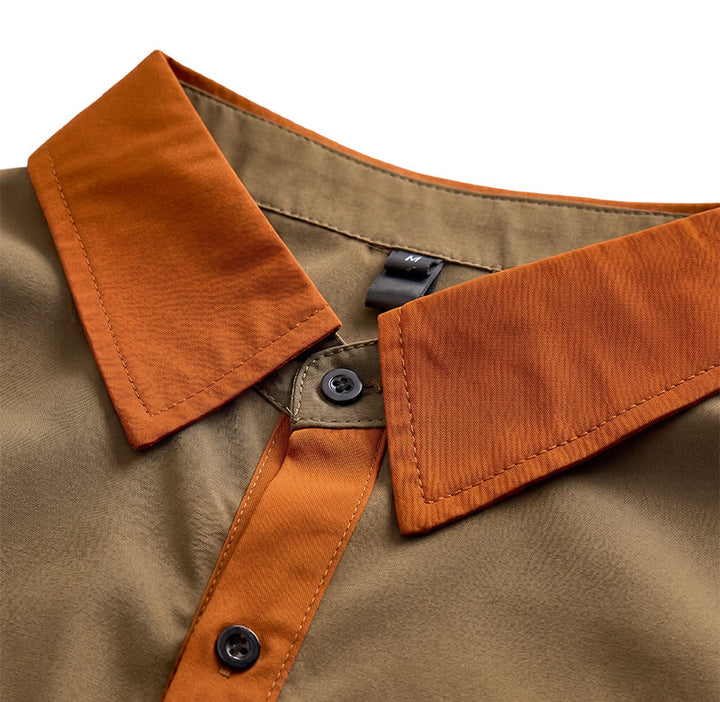Herren-Sommerhemd im Bodybuilder-Stil mit kontrastierendem orangefarbenem Besatz - image 6