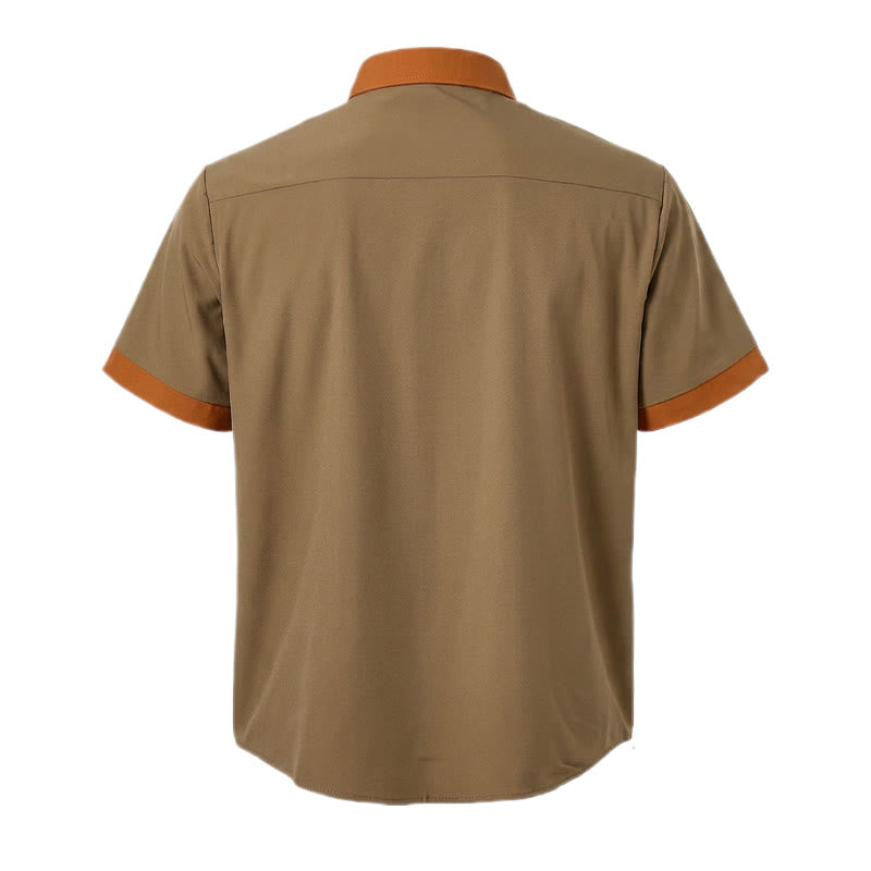 Herren-Sommerhemd im Bodybuilder-Stil mit kontrastierendem orangefarbenem Besatz - image 4