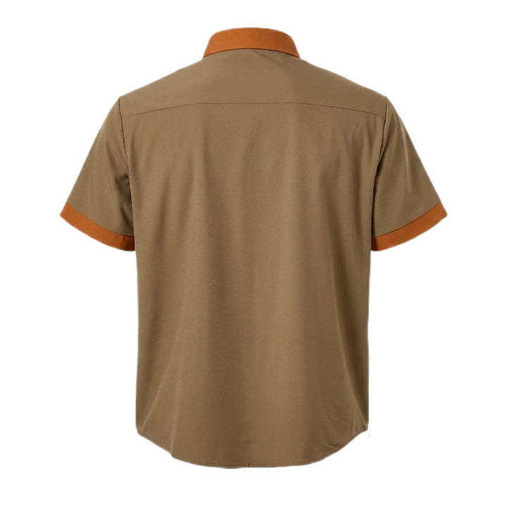 Herren-Sommerhemd im Bodybuilder-Stil mit kontrastierendem orangefarbenem Besatz - image 4