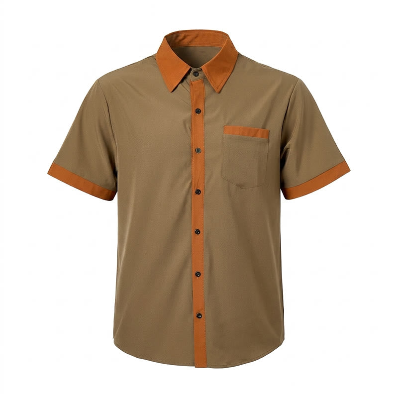 Herren-Sommerhemd im Bodybuilder-Stil mit kontrastierendem orangefarbenem Besatz - image 5