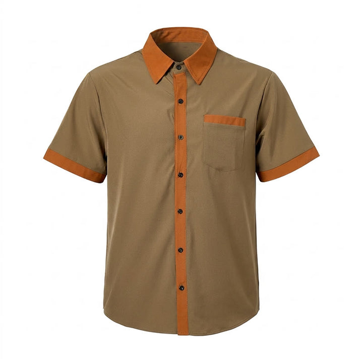 Herren-Sommerhemd im Bodybuilder-Stil mit kontrastierendem orangefarbenem Besatz - image 5