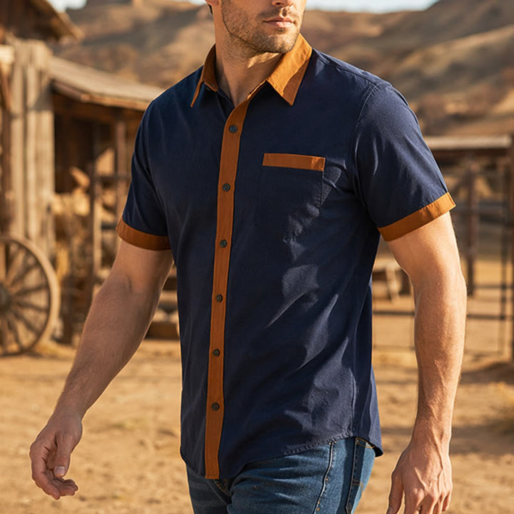 Herren-Sommerhemd im Bodybuilder-Stil mit kontrastierendem orangefarbenem Besatz - image 12
