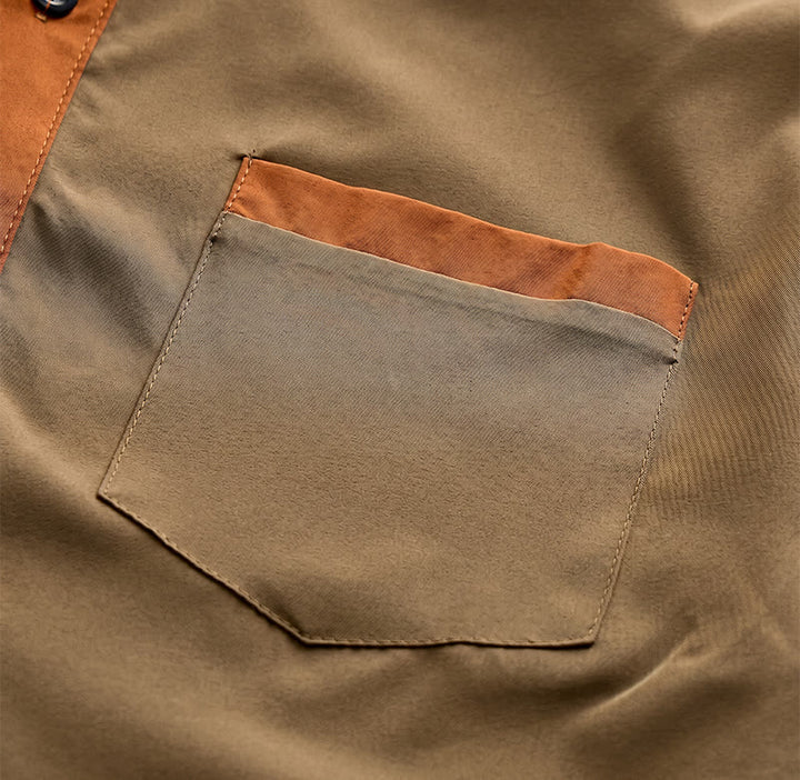 Herren-Sommerhemd im Bodybuilder-Stil mit kontrastierendem orangefarbenem Besatz - image 7