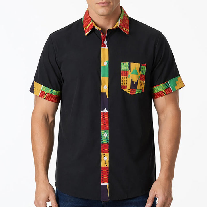 Festivalhemd für Herren mit ethnischem Patchwork-Print - image 2