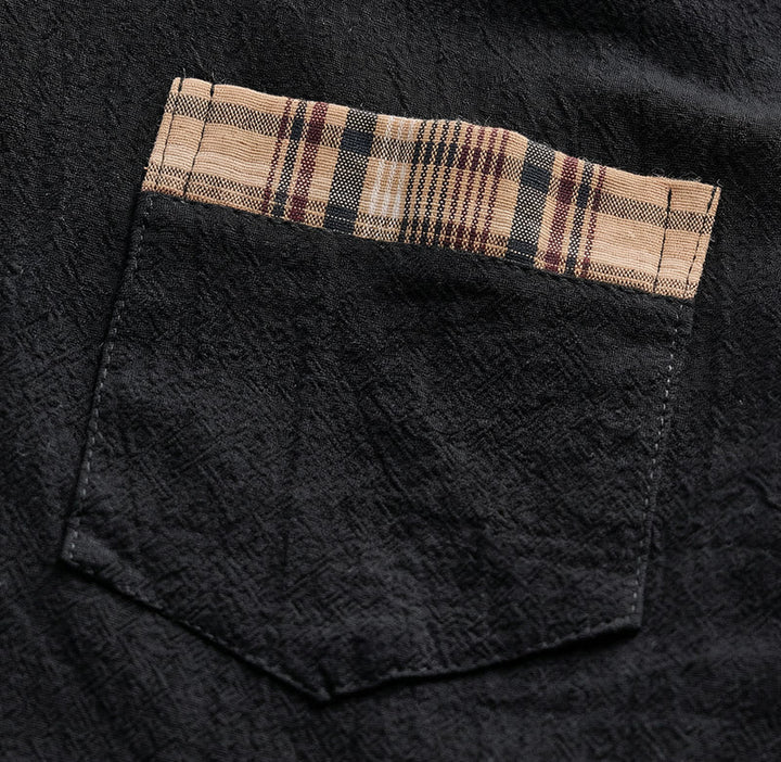 Herrenhemd im Vintage-Stil aus Baumwolle mit Karomuster und Patchwork - image 11