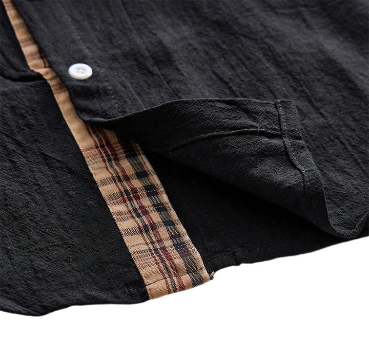 Herrenhemd im Vintage-Stil aus Baumwolle mit Karomuster und Patchwork - image 12