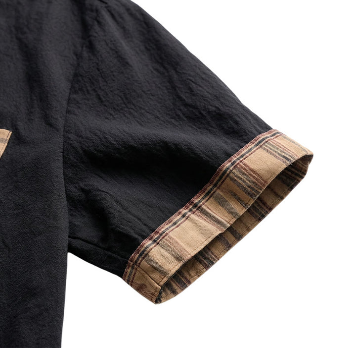 Herrenhemd im Vintage-Stil aus Baumwolle mit Karomuster und Patchwork - image 13