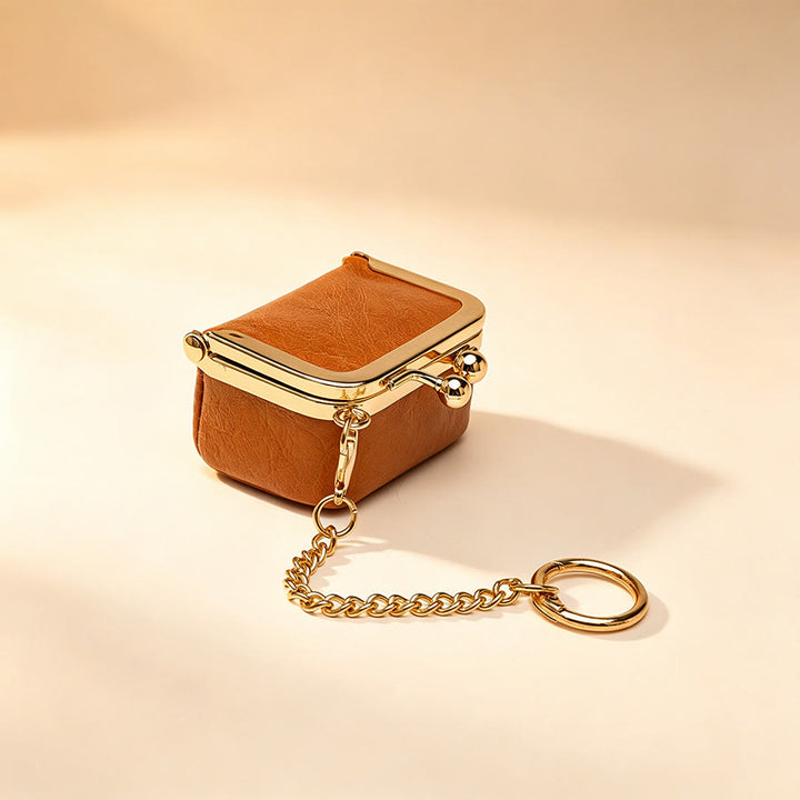 Mini-Kussrahmen-Taschenanhänger, kleiner Münzbeutel-Schlüsselanhänger - Braun - image 9
