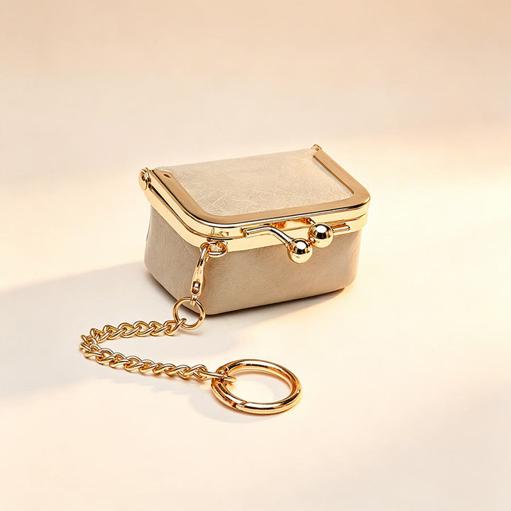 Mini-Kussrahmen-Taschenanhänger, kleiner Münzbeutel-Schlüsselanhänger - Beige - image 7