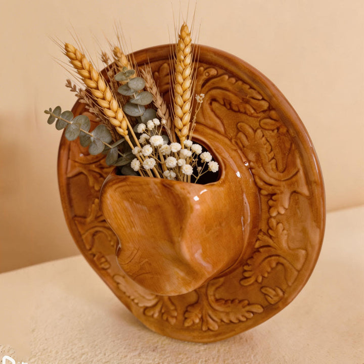 Keramik-Wandvase im Cowboyhut-Stil - Braun - image 0