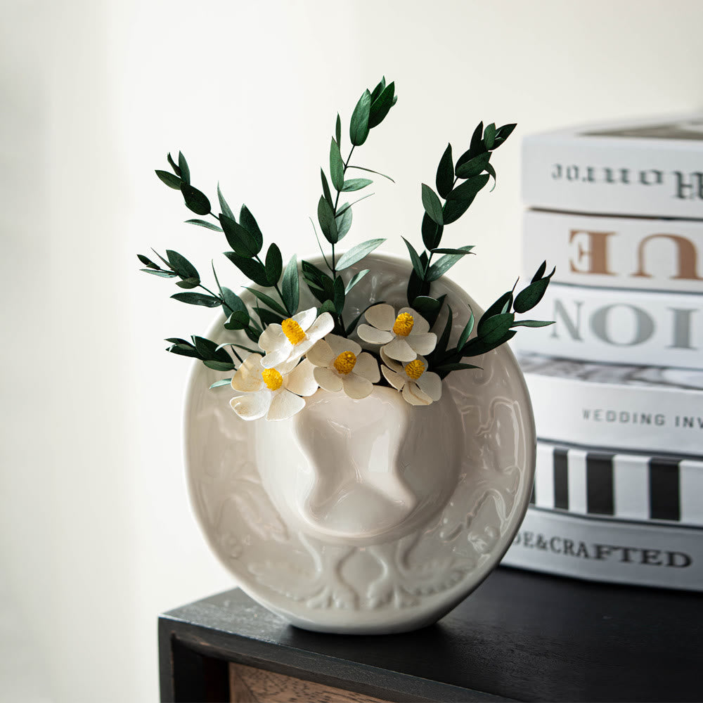 Keramik-Wandvase im Cowboyhut-Stil - Weiß - image 2