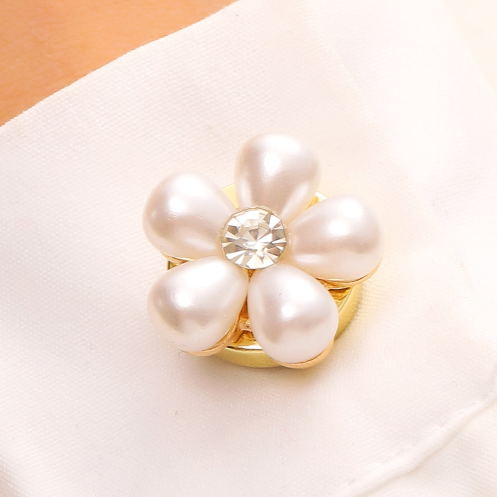 1 Paar elegante Perlmutt-Gänseblümchen-Druckknopf-Hemdknopf-Abdeckungen - image 1