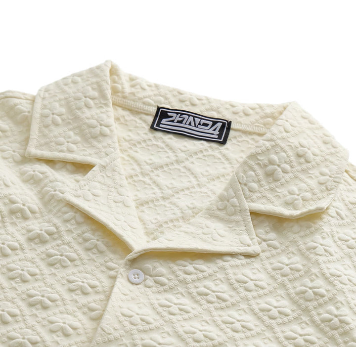 Herrenhemd aus Polyester, hell, elegant, lässig, mit kubanischem Kragen - image 6