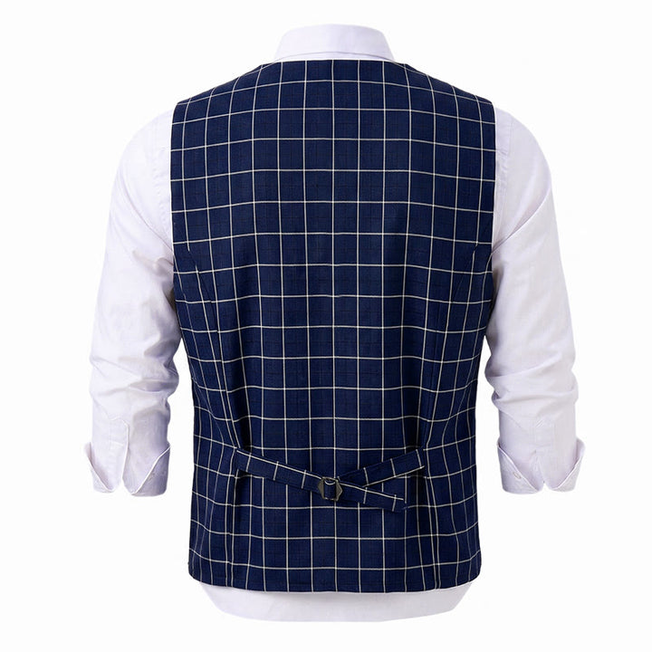 Klassische Herren-Anzugweste mit Karomuster für formelle Business-Casual-Anzüge - image 8