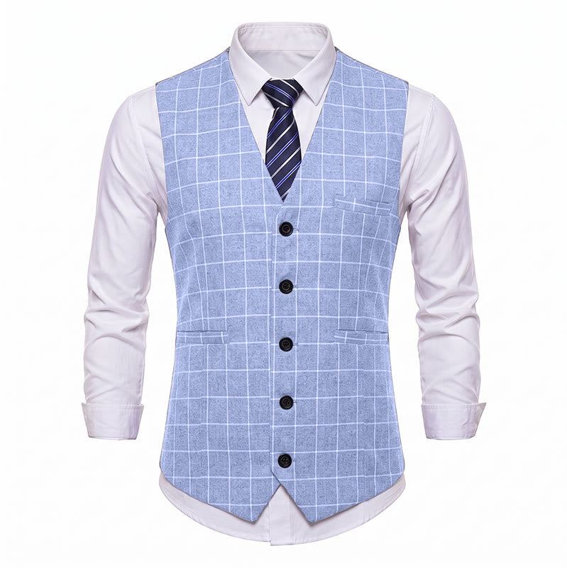 Klassische Herren-Anzugweste mit Karomuster für formelle Business-Casual-Anzüge - image 10
