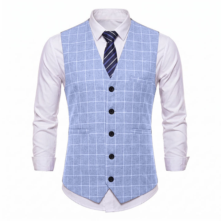 Klassische Herren-Anzugweste mit Karomuster für formelle Business-Casual-Anzüge - image 10