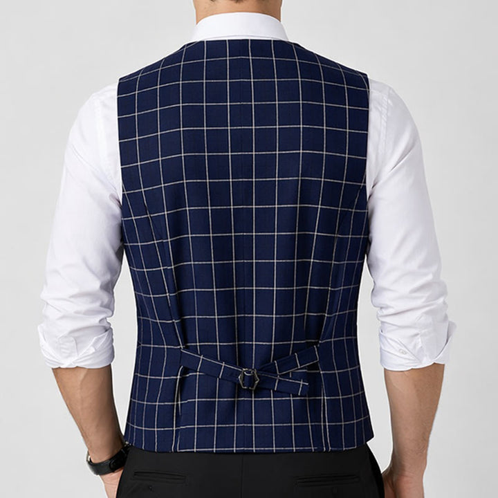 Klassische Herren-Anzugweste mit Karomuster für formelle Business-Casual-Anzüge - image 3