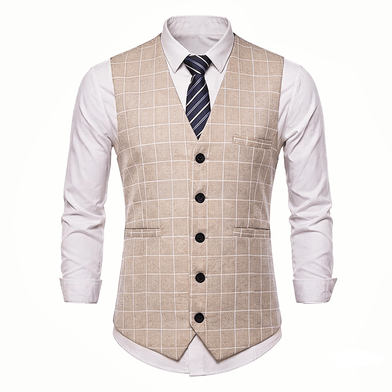 Klassische Herren-Anzugweste mit Karomuster für formelle Business-Casual-Anzüge - image 11