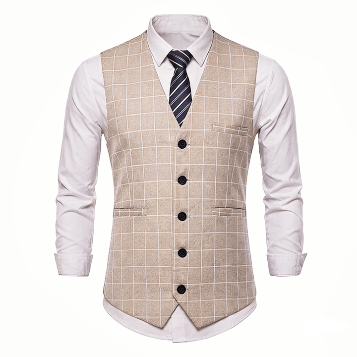 Klassische Herren-Anzugweste mit Karomuster für formelle Business-Casual-Anzüge - image 11