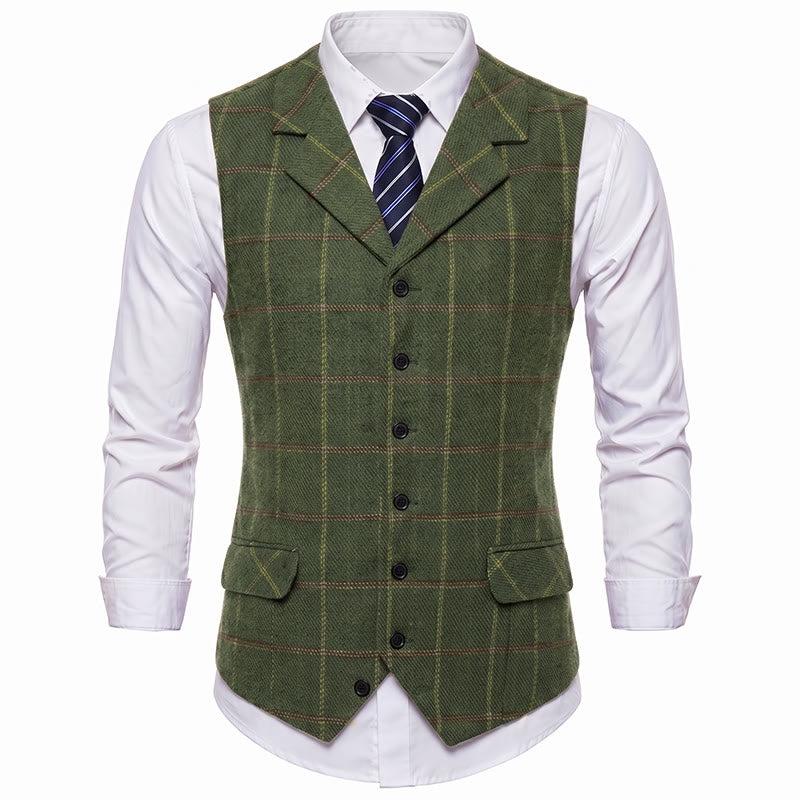 Herren-Anzugweste mit fallendem Revers und Karomuster, ideal für Partys und den Alltag - image 16