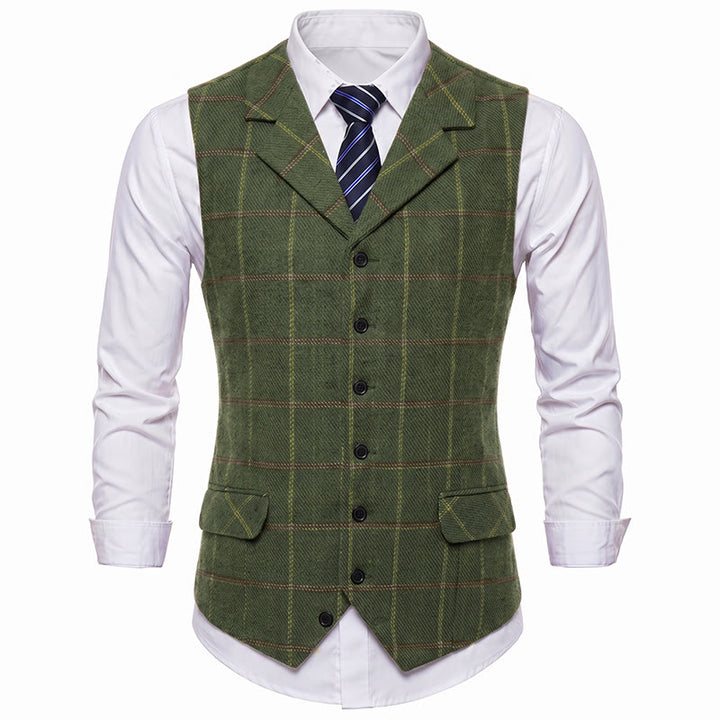 Herren-Anzugweste mit fallendem Revers und Karomuster, ideal für Partys und den Alltag - image 16
