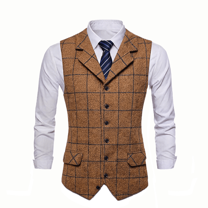 Herren-Anzugweste mit fallendem Revers und Karomuster, ideal für Partys und den Alltag - image 17
