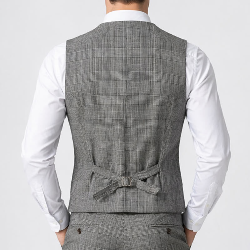 Herren-Business-Anzugweste aus Cord mit Karomuster und doppelter Knopfleiste - image 3