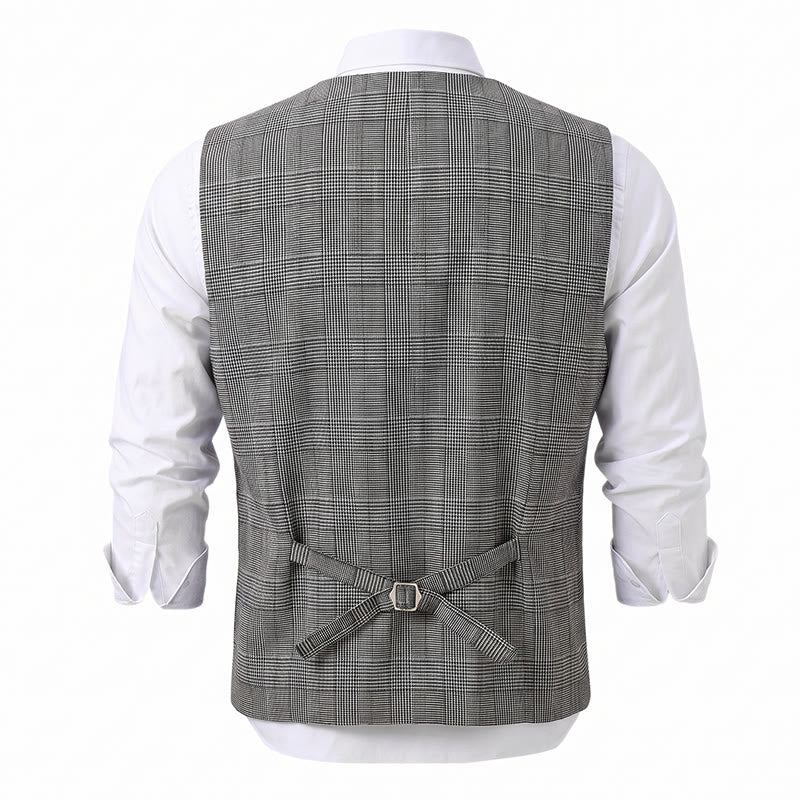 Herren-Business-Anzugweste aus Cord mit Karomuster und doppelter Knopfleiste - image 7