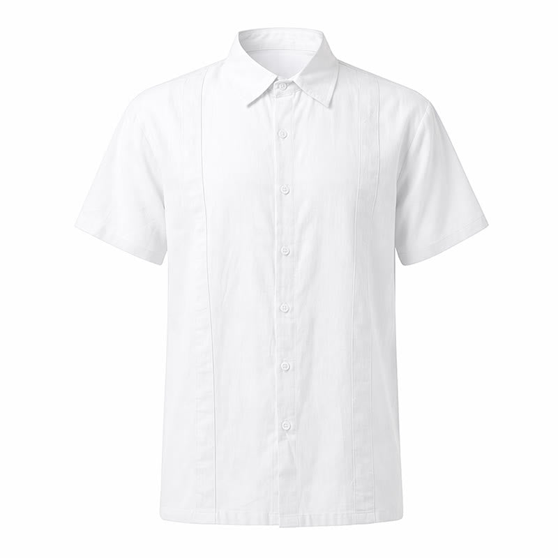 Minimalistisches, einfarbiges, atmungsaktives Sommer-Freizeithemd aus Ramie-Baumwolle für Herren - image 16