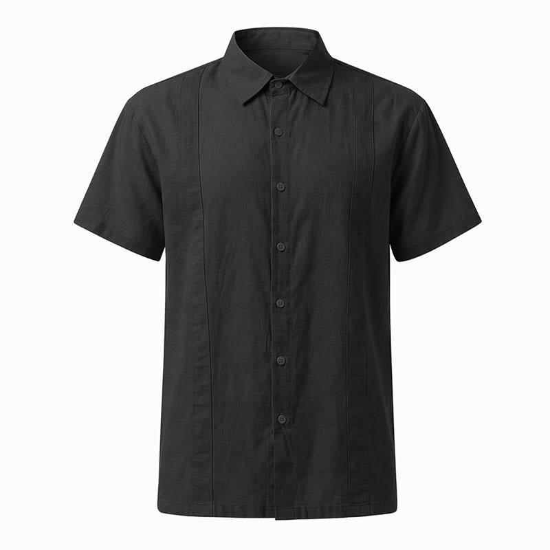 Minimalistisches, einfarbiges, atmungsaktives Sommer-Freizeithemd aus Ramie-Baumwolle für Herren - image 17