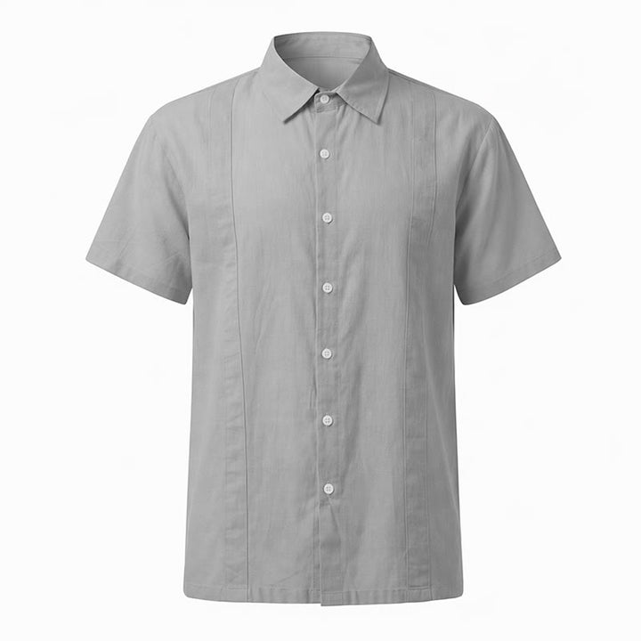 Minimalistisches, einfarbiges, atmungsaktives Sommer-Freizeithemd aus Ramie-Baumwolle für Herren - image 19