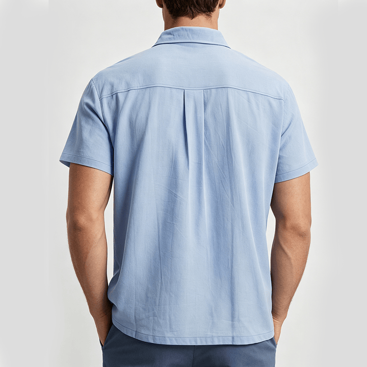 Minimalistisches, einfarbiges, atmungsaktives Sommer-Freizeithemd aus Ramie-Baumwolle für Herren - image 3