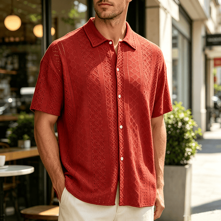 Sportliches Herren-Freizeithemd aus Jacquard-Baumwolle - Orange - 2XL - image 0
