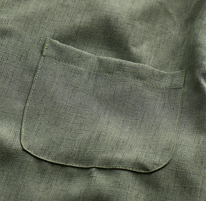 Herren-Leinenhemd mit kurzen Ärmeln und Knopfleiste - image 17