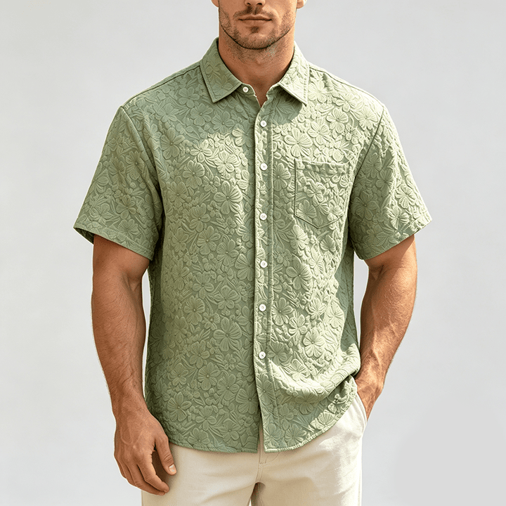 Herrenhemd aus strukturierter Baumwolle mit Blumenmuster – perfekt für Urlaub, Sommer und Alltag. - image 1