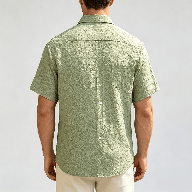 Herrenhemd aus strukturierter Baumwolle mit Blumenmuster – perfekt für Urlaub, Sommer und Alltag. - image 3
