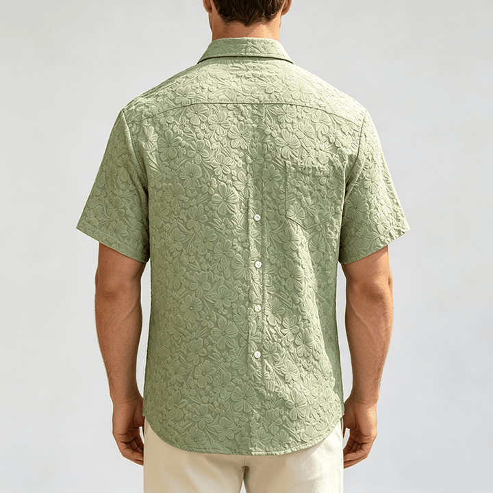 Herrenhemd aus strukturierter Baumwolle mit Blumenmuster – perfekt für Urlaub, Sommer und Alltag. - image 3