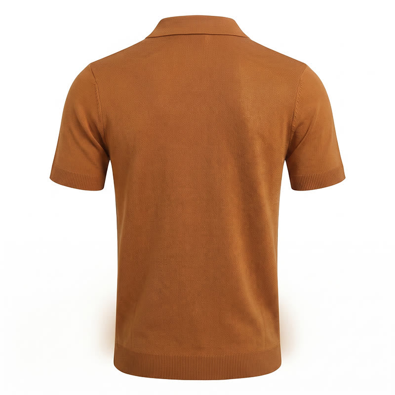 Vintage-Sommer-Polohemd für Herren mit Blockstreifen und Jacquardmuster - image 11