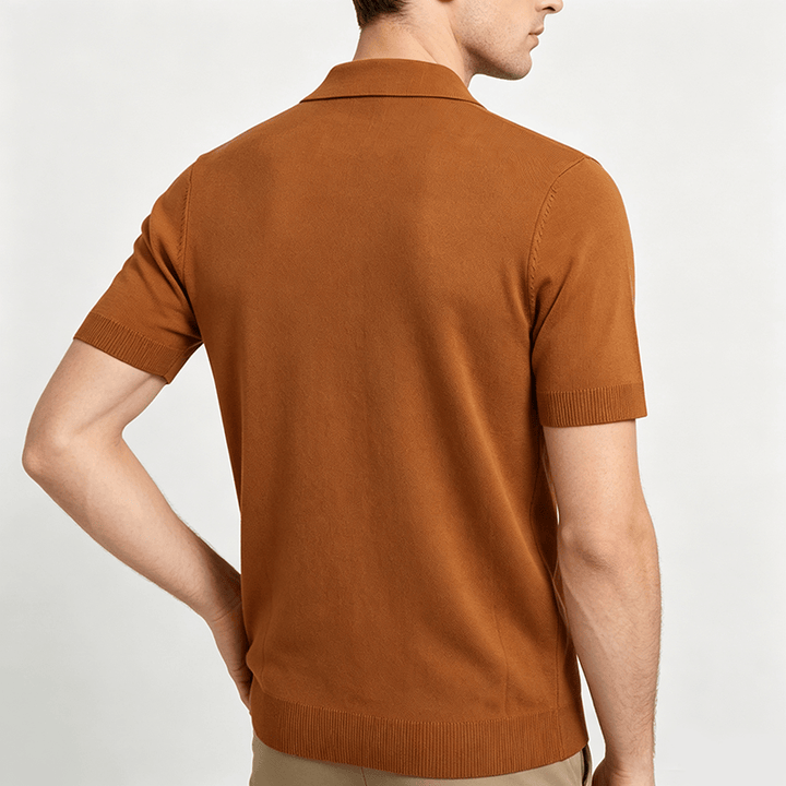 Vintage-Sommer-Polohemd für Herren mit Blockstreifen und Jacquardmuster - image 3