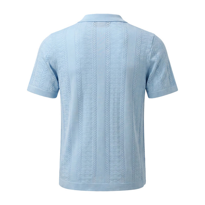 Herren-Strickhemd mit hohlem Chevron-Muster und vertikalen Streifen – lässig und cool für den Sommer - image 12
