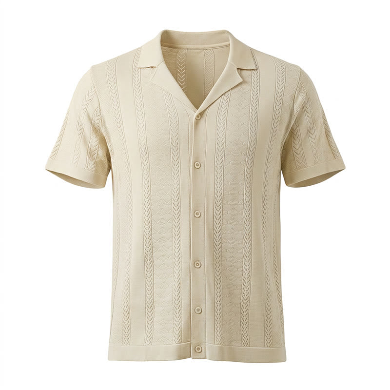 Herren-Strickhemd mit hohlem Chevron-Muster und vertikalen Streifen – lässig und cool für den Sommer - image 13