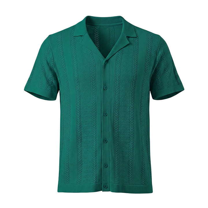 Herren-Strickhemd mit hohlem Chevron-Muster und vertikalen Streifen – lässig und cool für den Sommer - image 14
