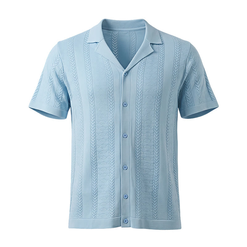 Herren-Strickhemd mit hohlem Chevron-Muster und vertikalen Streifen – lässig und cool für den Sommer - image 11