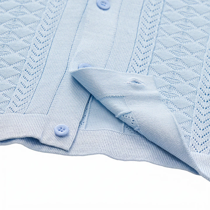 Herren-Strickhemd mit hohlem Chevron-Muster und vertikalen Streifen – lässig und cool für den Sommer - image 10