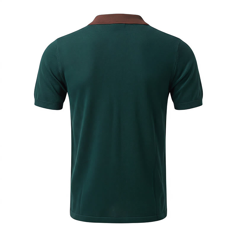 Herren-Sommerhemd mit Farbblock- und Streifenmuster, gestrickt - image 12