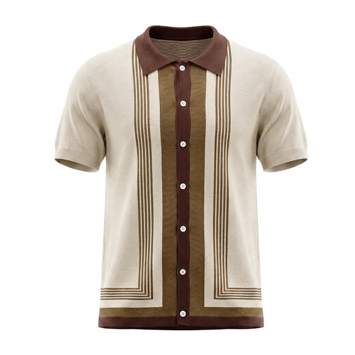 Herren-Sommerhemd mit Farbblock- und Streifenmuster, gestrickt - image 13