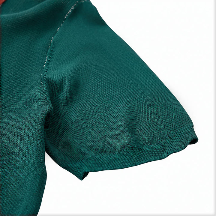 Herren-Sommerhemd mit Farbblock- und Streifenmuster, gestrickt - image 10