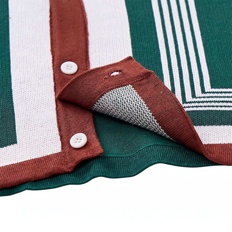 Herren-Sommerhemd mit Farbblock- und Streifenmuster, gestrickt - image 8
