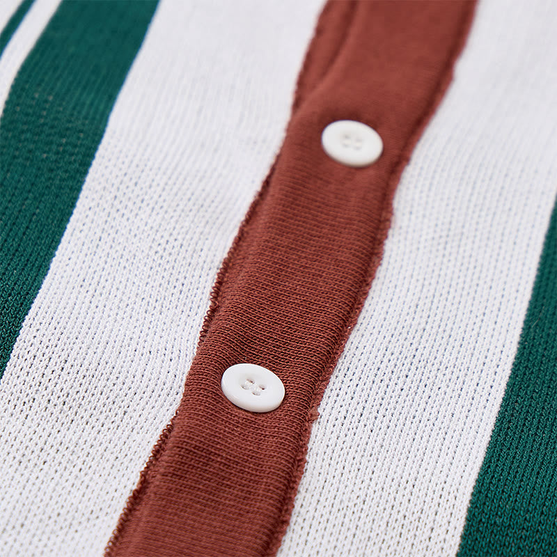 Herren-Sommerhemd mit Farbblock- und Streifenmuster, gestrickt - image 7